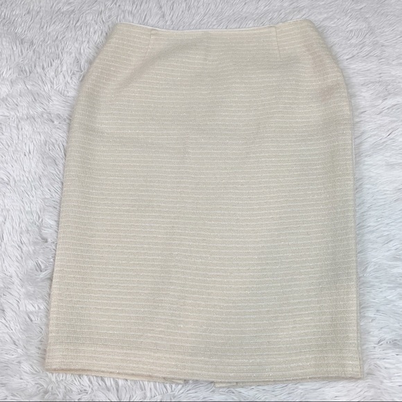 Lafayette 148 tweed Wool blend Pencil Skirt knee length ivory - Picture 3 of 14